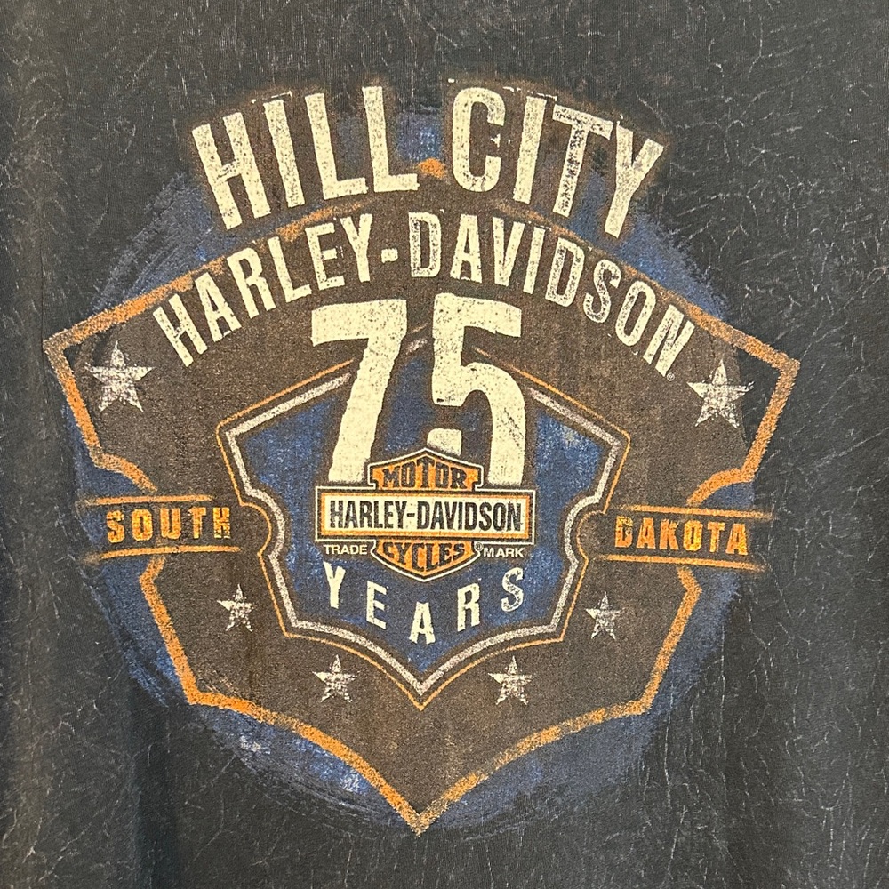 Harley Davidson 75 Years Black Women’s T-Shirt SZ L